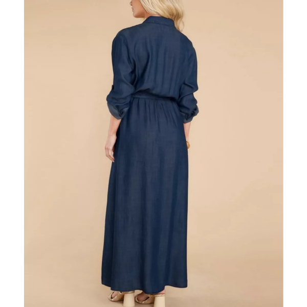 robe longue en jean bleu foncé femme pas chère en ligne