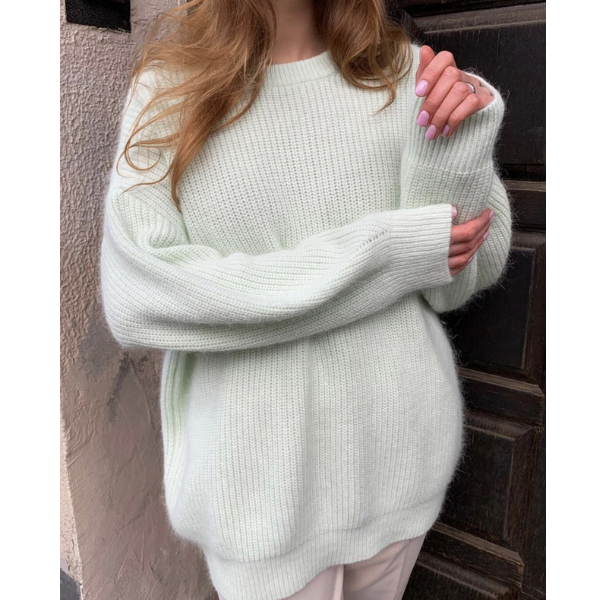 pull blanc mohair col rond femme