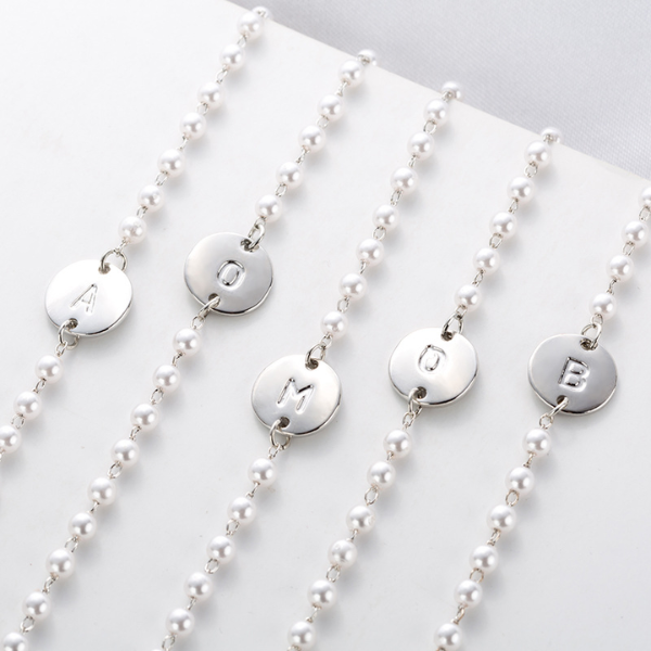 bijou personnalisé bracelet perles blanches argent véritable
