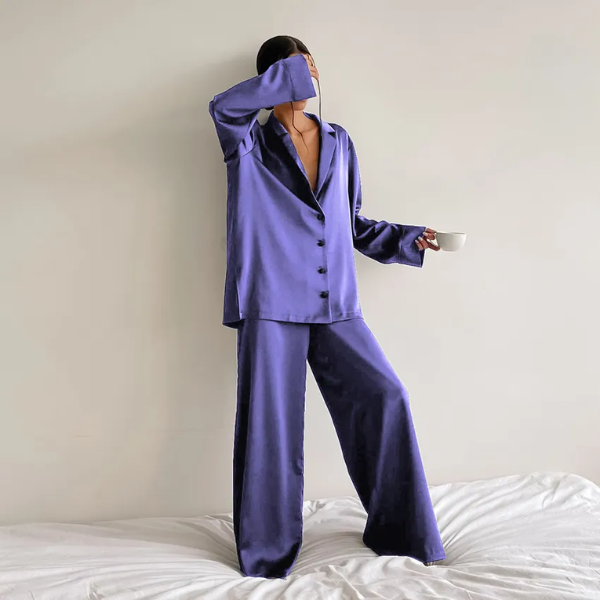 pyjama violet en satin femme