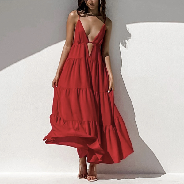 robe rouge longue cocktail chic femme la selection parisienne