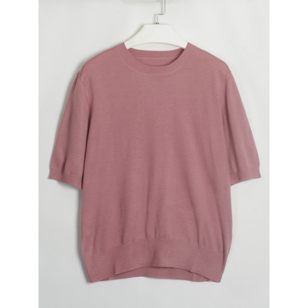 t-shirt en laine tricoté vieux rose femme