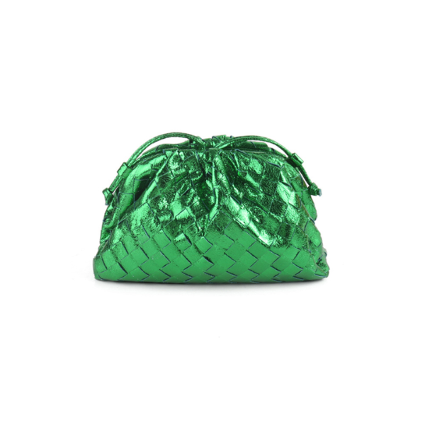 mini sac à main vert brillant en cuir