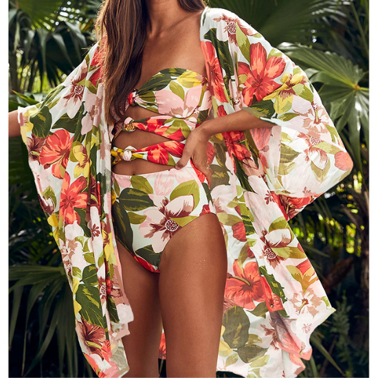 maillot de bain kimono tropical plage femme