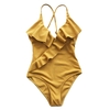 CUPSHE-maillot-de-bain-jaune-une-pi-ce-Sexy-col-en-V-volants-Monokini-pour-femmes