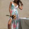 robe maxi multicolore satin pastel femme