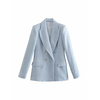 TRAF-Blazer-crois-en-Tweed-pour-femmes-manteau-Vintage-manches-longues-poches-rabat-v-tements-d