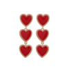 boucles d'oreilles pendantes coeur rouge plaqué or