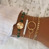 Ensemble 4 bracelets breloques dorés blanc vert