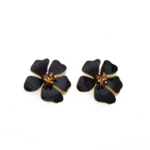 grosses boucles doreilles florales noires bohème chic originales bijou fantaisie pas cher