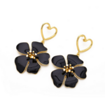 boucles doreilles florales pendantes noires dorées bohème chic originales bijou fantaisie pas cher 3