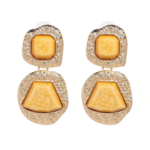 boucles doreilles fantaisies pendantes originales pas chères pierre géométrique doré jaune femme la selection parisienne en ligne
