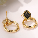 boucles doreilles rondes pendantes fantaisies dorées et noires pour femme en ligne pas chères la selection parisienne 2