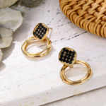 boucles doreilles rondes pendantes fantaisies dorées et noires pour femme en ligne pas chères la selection parisienne 1