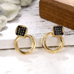 boucles doreilles rondes pendantes fantaisies dorées et noires pour femme en ligne pas chères la selection parisienne