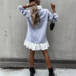 mini robe chemise pull grise et blanche originale femme hiver 2020 en ligne pas chere la selection parisienne eshop 3