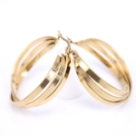 créoles triples plates or gold acier inoxydable à bijoux femme en ligne pas cher cadeau 1