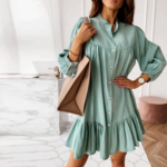robe casual chic vert deau femme eshop vêtements tendance femme la selection parisienne
