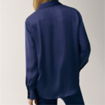 chemise en soie bleu marine femme satin basique chic boutique mode en ligne