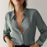 chemise en soie vert d'eau femme satin basique chic boutique en ligne