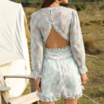 robe courte imprimée fleurie volants manches longues femme boutique mode en ligne