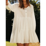 robe blanche en coton à manches longues femme boutique mode en ligne