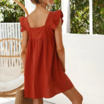 robe trapèze rouge à volants femme printemps été boutique en ligne