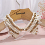 collier faux col claudine tendance à perles et strass nacrées boutique mode fille en ligne