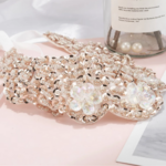 collier faux col claudine tendance à perles et strass nacrées rose idée cadeau femme