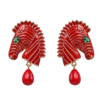 boucles doreilles pendantes fantaisie zèbre rouge animal tendance chic bijou femme