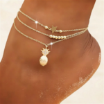 bracelets de cheville dorés bijou fantaisie femme en ligne printemps été cadeau pas cher ananas