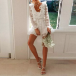 robe blanche courte dentelle broderie florale mode femme tenue pour occasion cocktail mariage civil