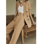 tailleur camel beige blazer pantalon femme tendance chic en ligne style working girl