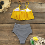 maillot de bain 2 pièces femme culotte haute jaune et noir nouvelle collection bain