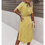robe dété midi jaune imprimée fleurie femme