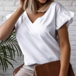 t-shirt blanc à volants femme mode en ligne