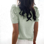 t-shirt vert imprimé pied-de-poule mode femme