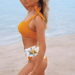 bikini asymétrique imprimé fleuri jaune femme tendance en ligne