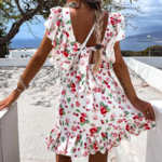 robe courte imprimée fleurie femme chic plage