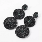 boucles doreilles noir strass zircon pendantes rondes géométriques la selection parisienne