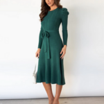 robe en laine midi verte tendance