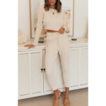 ensemble pull pantalon jogging en laine tricoté blanc écru femme boutique la selection parisienne