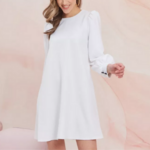 robe courte blanche patineuse velours côtelé
