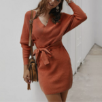 robe pull croisée portefeuille courte rouge femme