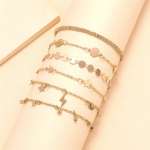 set bracelets de cheville dorés bijoux fantaisie plage