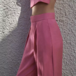 pantalon rose chic femme tendance color block