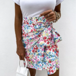 mini jupe imprimée fleurie femme tendance color block