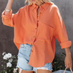 chemise gaze de coton orange coreil femme.