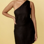robe noire en lin asymétrique femme été 2022