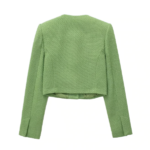 tailleur veste short tweed vert femme vêtement automne 2022